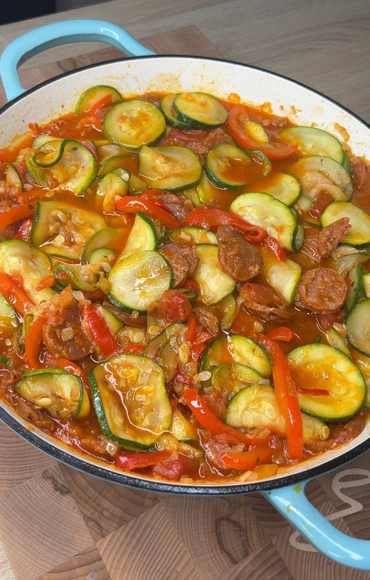 Kolbászos-cukkinis lecsó 🥘