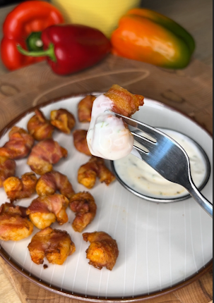 🥓 Baconbe tekert tigrisrák air fryerben