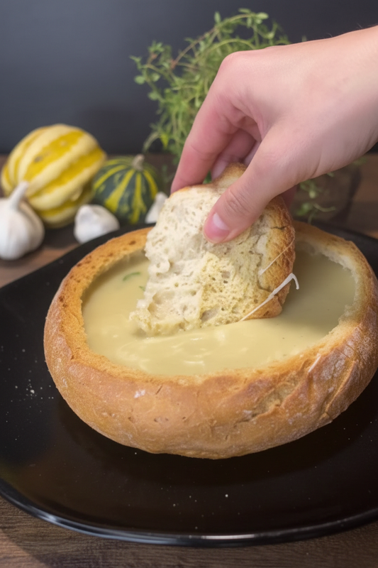 Fokhagymakrémleves ropogós cipóban 🧄🥖